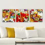 Wallity Conjunto de 3 Pinturas Decorativas en Lienzo Multicolor